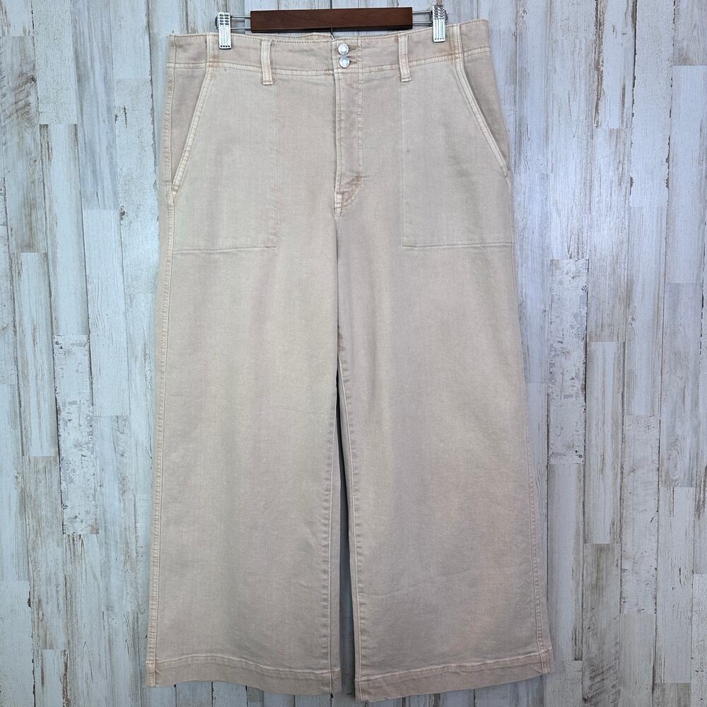 NWOT Gap Jeans High Rise Wide Leg Crop Jeans 16 33R Beige Preppy Minimalist